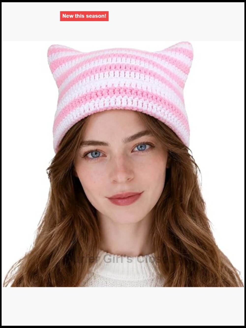 Soft Knit Cat Ear Beanie Winter Hat Cuffed Slouchy